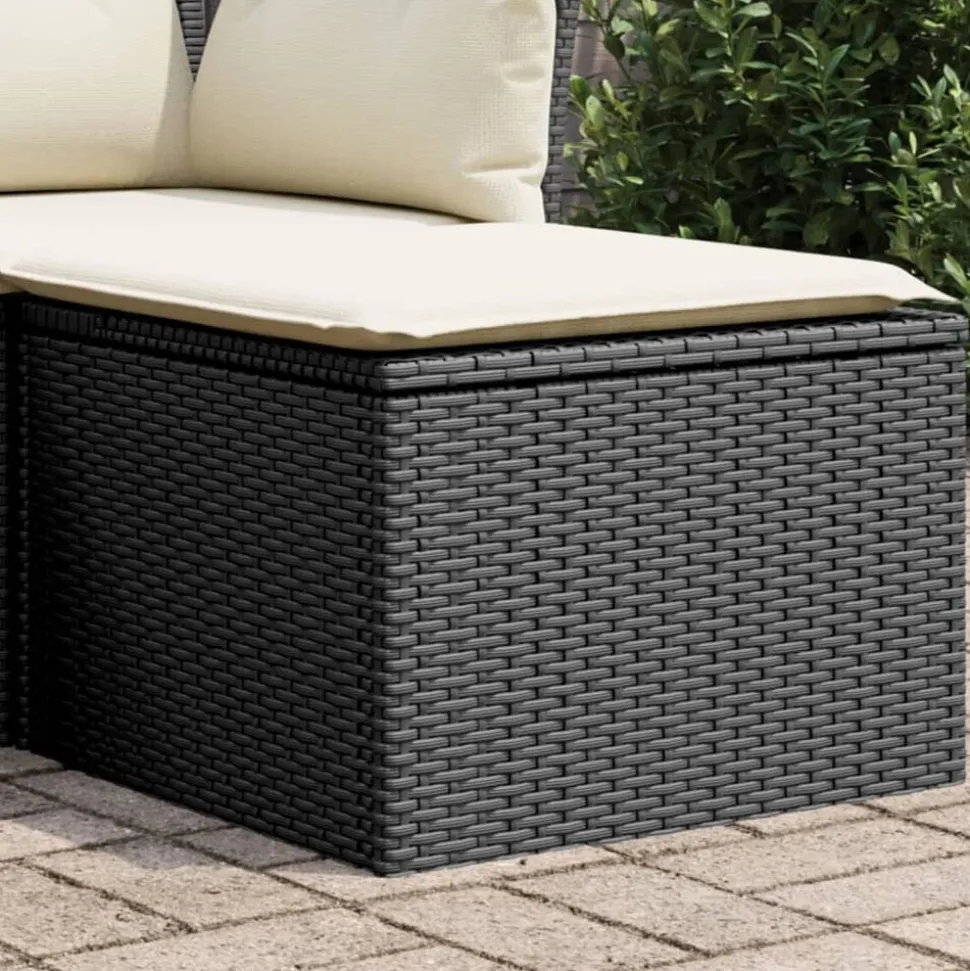 vidaXL Tuinkruk met kussen 55x55x37 cm poly rattan zwart