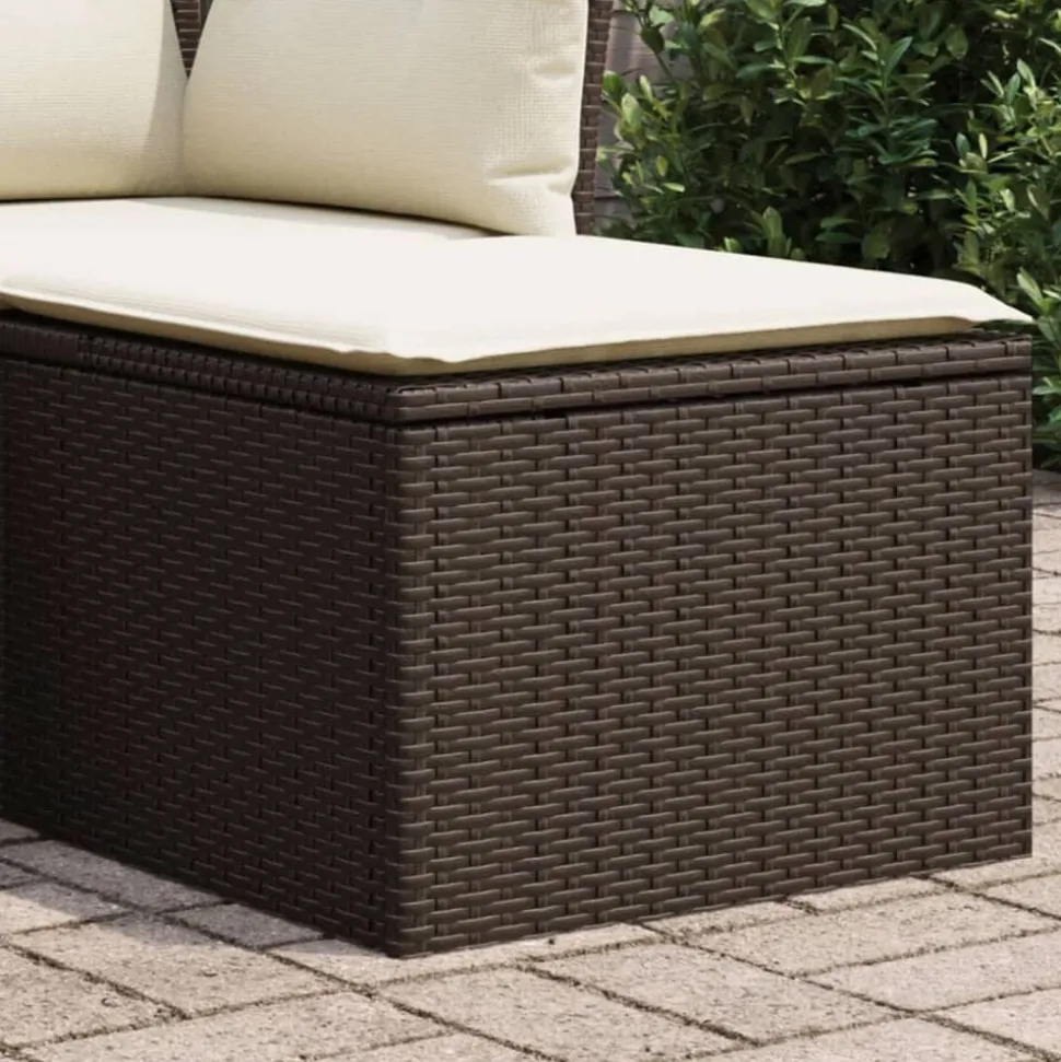 vidaXL Tuinkruk met kussen 55x55x37 cm poly rattan bruin