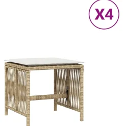 vidaXL Tuinkrukken 4 st met kussens 41x41x36 cm poly rattan beige