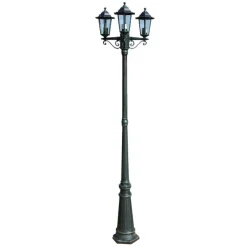 vidaXL Tuinlantaarn met 3 armen 215 cm aluminium donkergroen/zwart