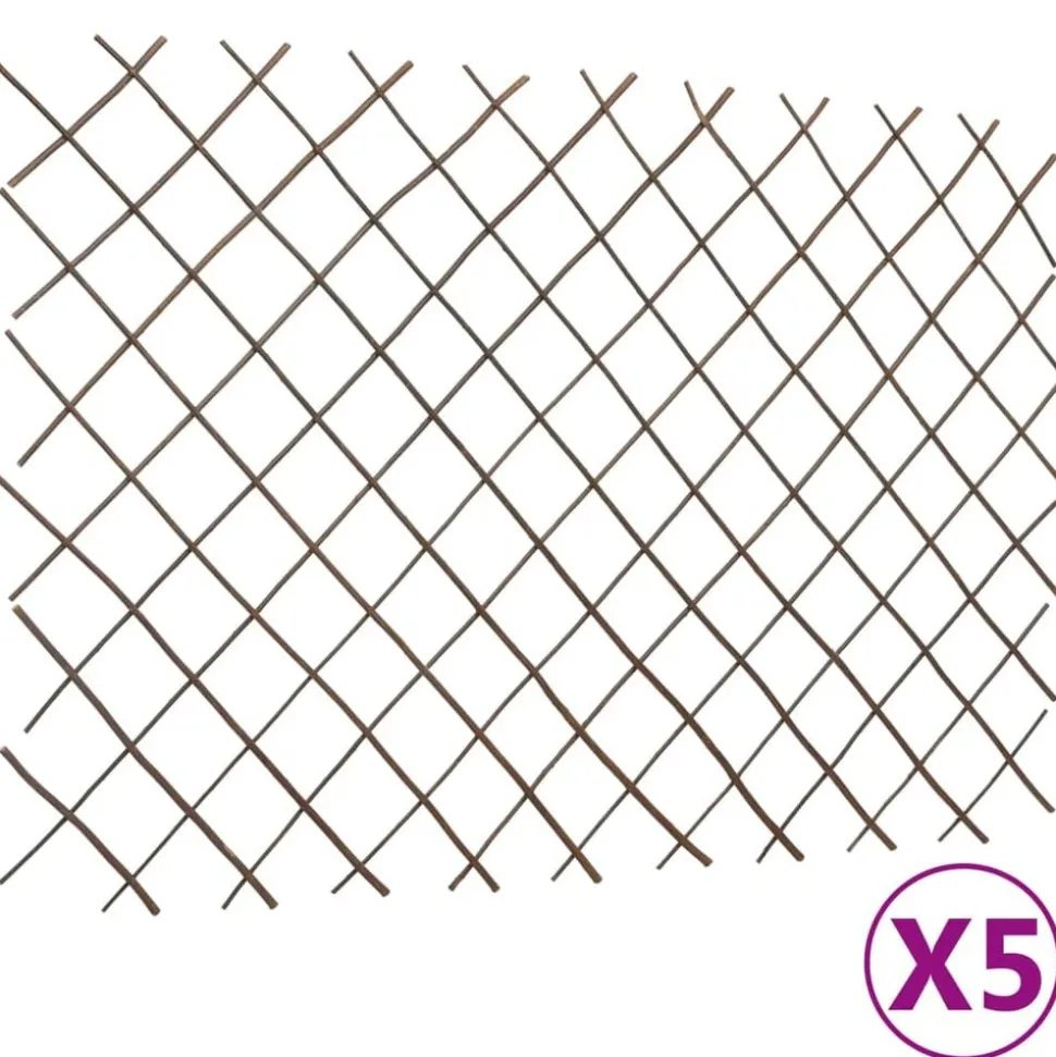 vidaXL Tuinlatwerken 5 st 180x120 cm wilgenhout
