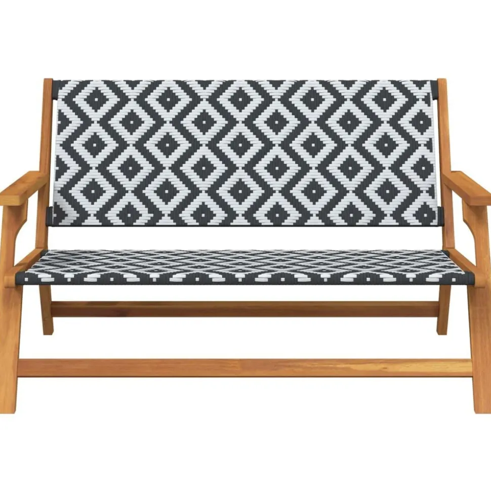 vidaXL Tuinmeubelen Zwart en Wit 122 x 78 x 73 cm Massief Acaciahout