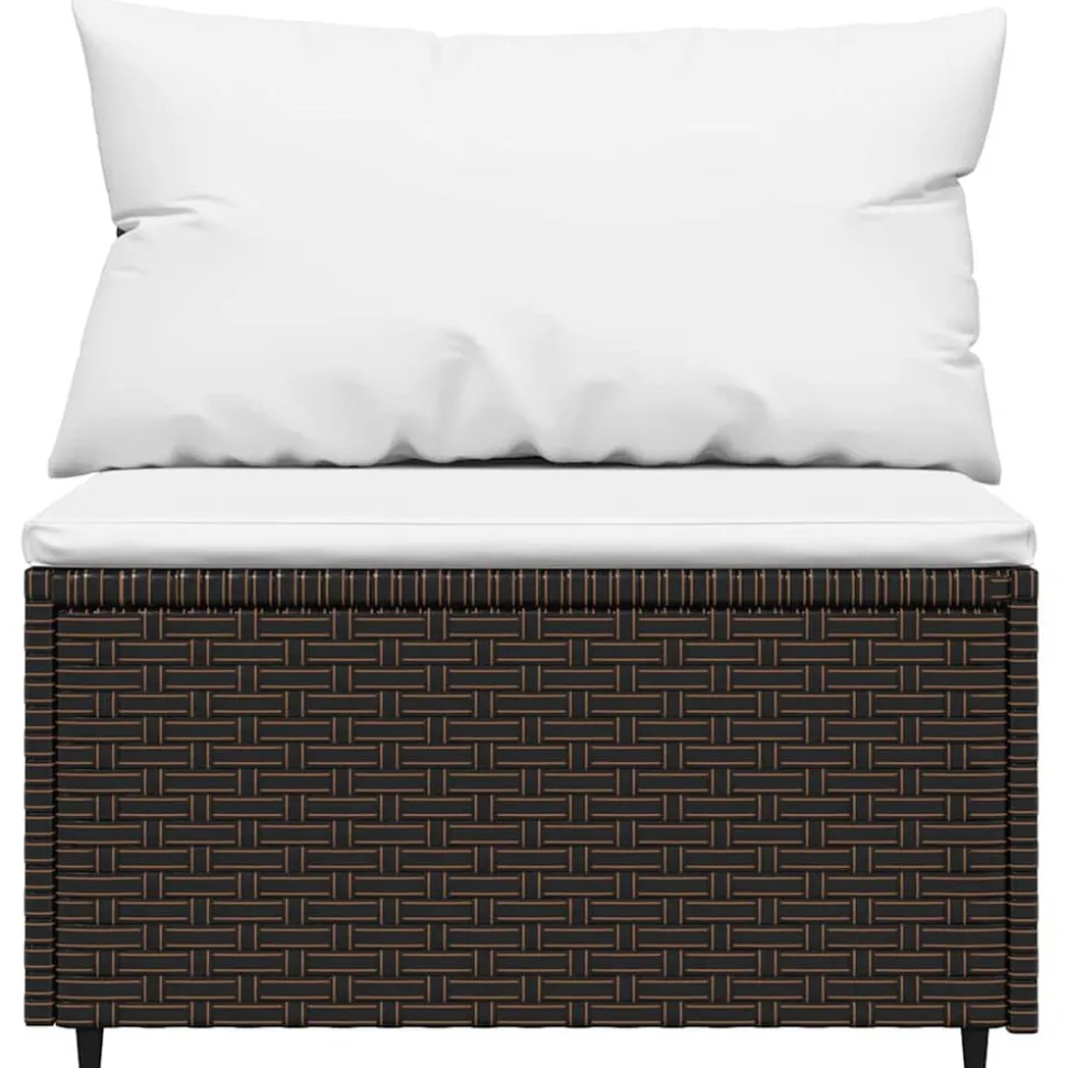 vidaXL Tuinmiddenbank met kussens poly rattan bruin
