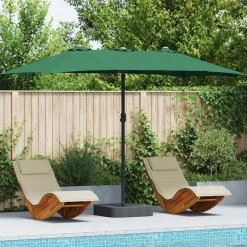 vidaXL Tuinparasol Groen 385 x 209 x 244 cm Polyester en staal
