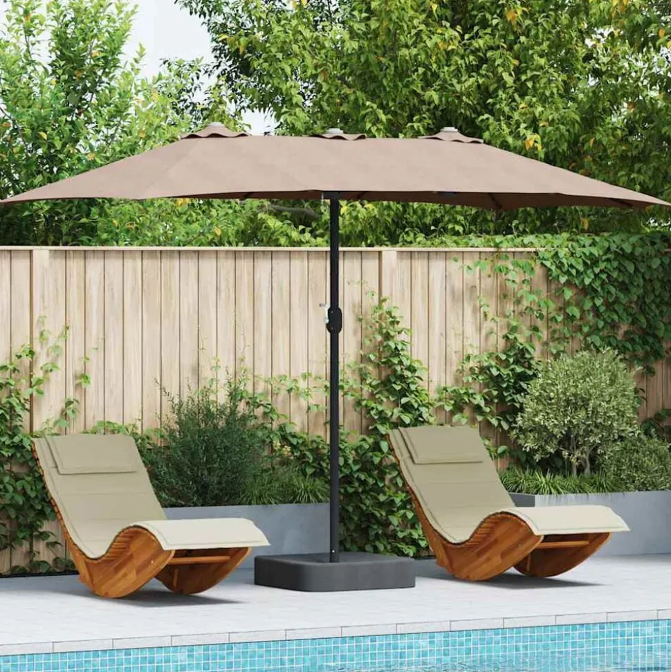 vidaXL Tuinparasol Taupe 385 x 209 x 244 cm Polyester en staal