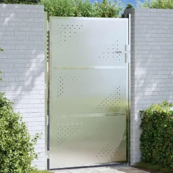 vidaXL Tuinpoort met slot Zilver 85 x 144 cm Roestvrij staal