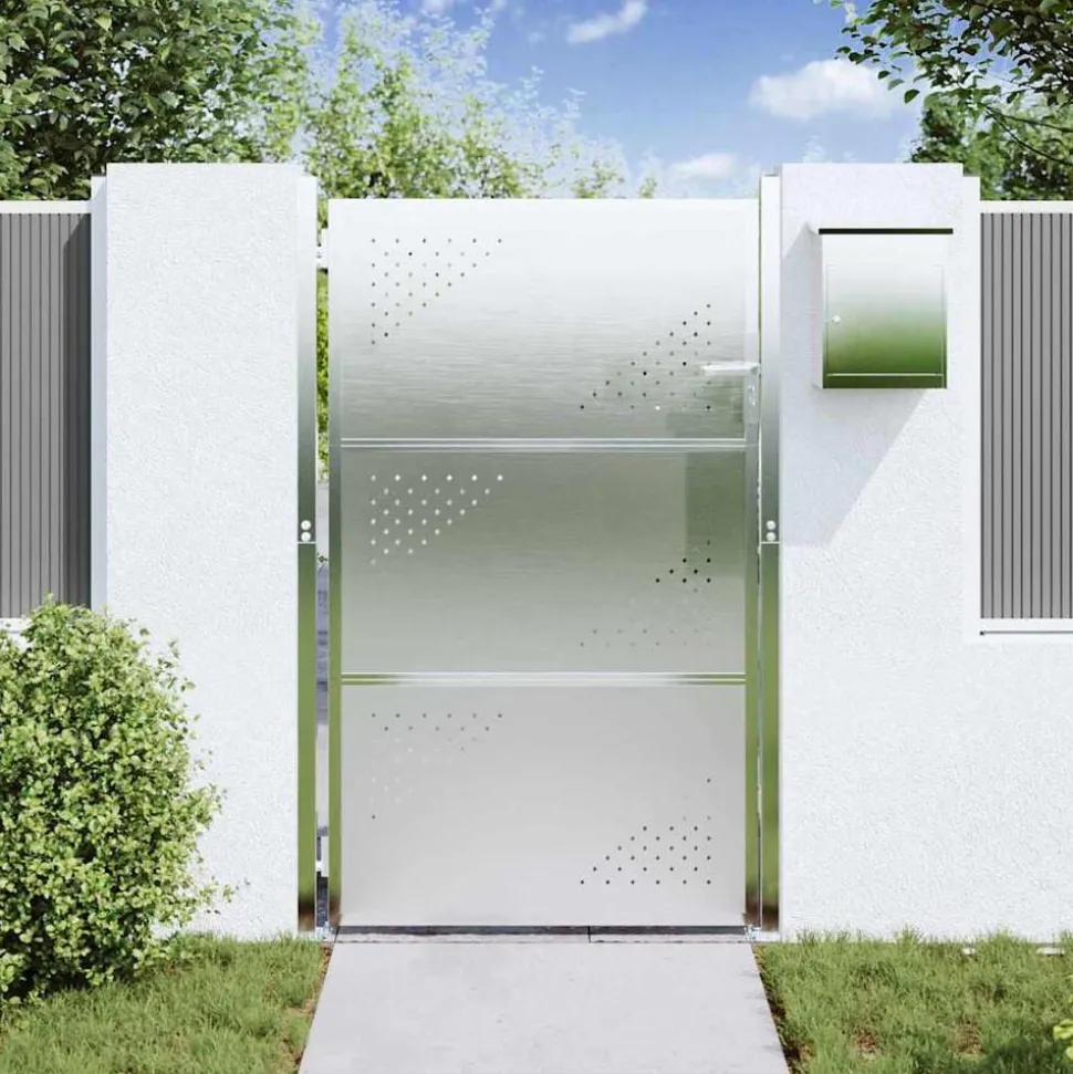 vidaXL Tuinpoort met slot Zilver 85 x 144 cm Roestvrij staal