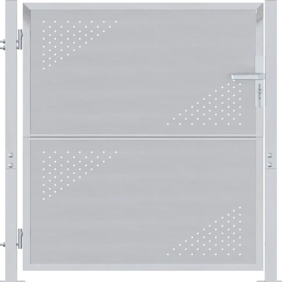 vidaXL Tuinpoort met slot Zilver 85 x 97 cm Roestvrij staal