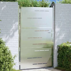vidaXL Tuinpoort met slot Zilver 85 x 120 cm Roestvrij staal