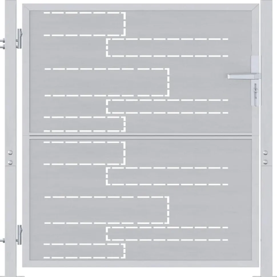 vidaXL Tuinpoort met slot Zilver 85 x 97 cm Roestvrij staal