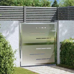 vidaXL Tuinpoort met slot Zilver 85 x 97 cm Roestvrij staal
