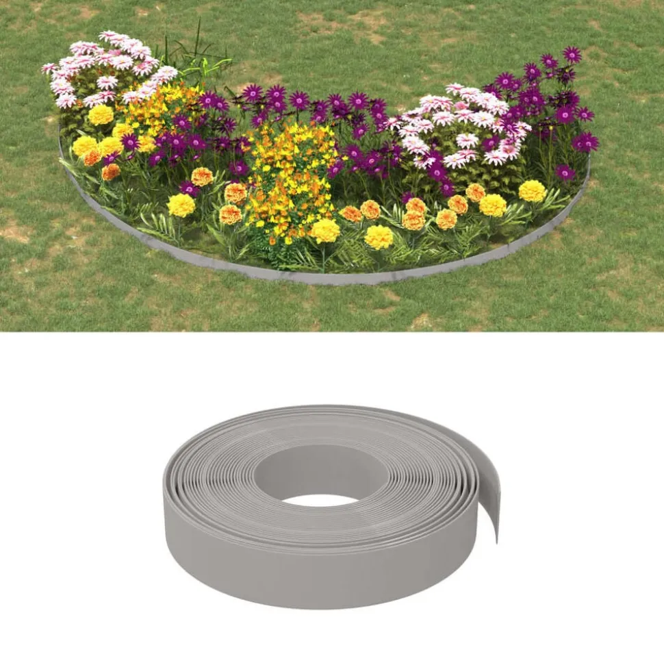 vidaXL Tuinrand 10 m 10 cm polyetheen grijs