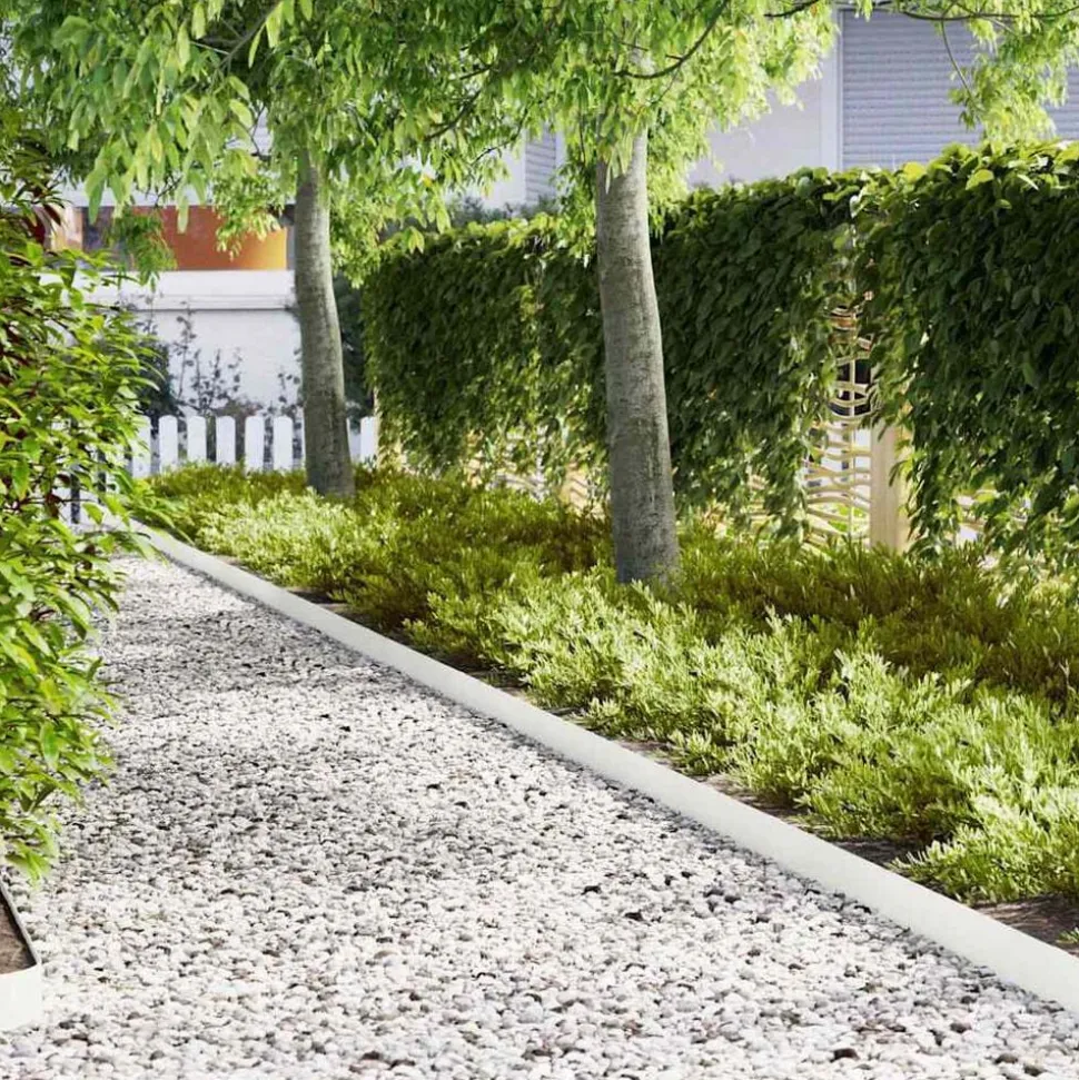 vidaXL Tuinrand 10 pcs Wit 100 x 0.05 x 20 cm Koudgewalst staal