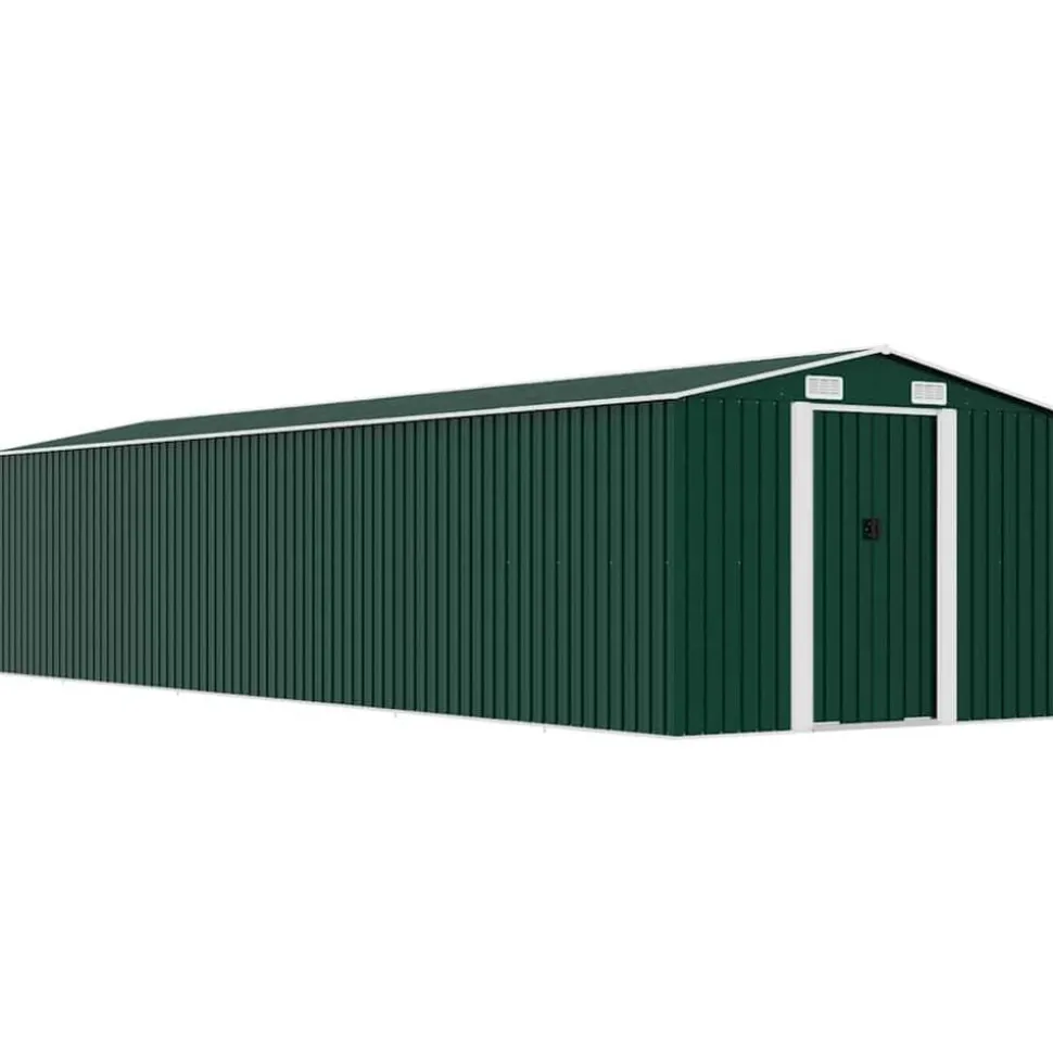 vidaXL Tuinschuur 257x779x181 cm gegalvaniseerd staal groen