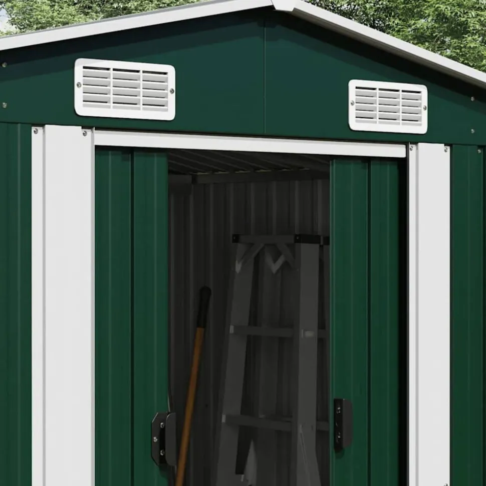 vidaXL Tuinschuur 257x779x181 cm gegalvaniseerd staal groen
