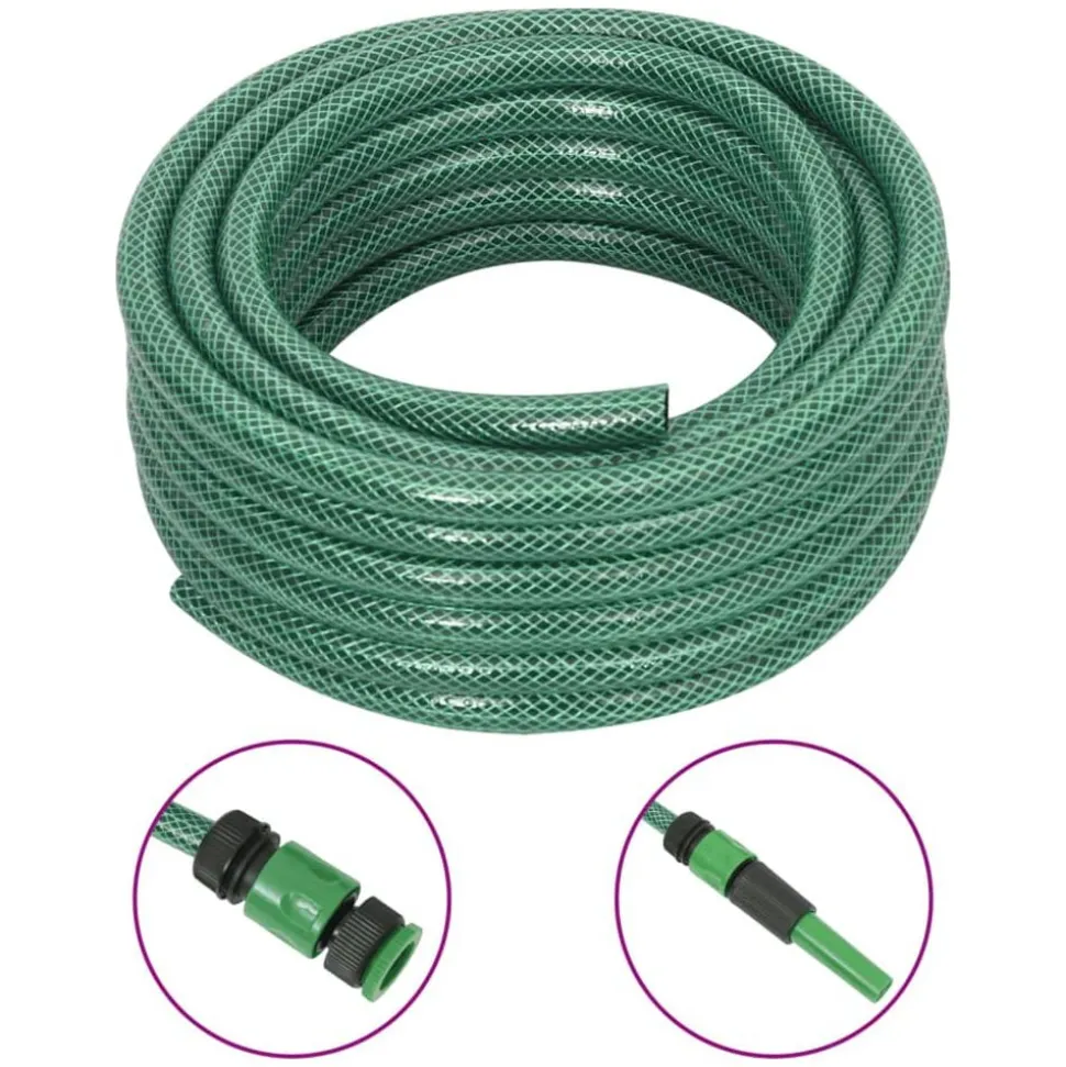 vidaXL Tuinslang met koppelingsset 0,5'' 10 m PVC groen