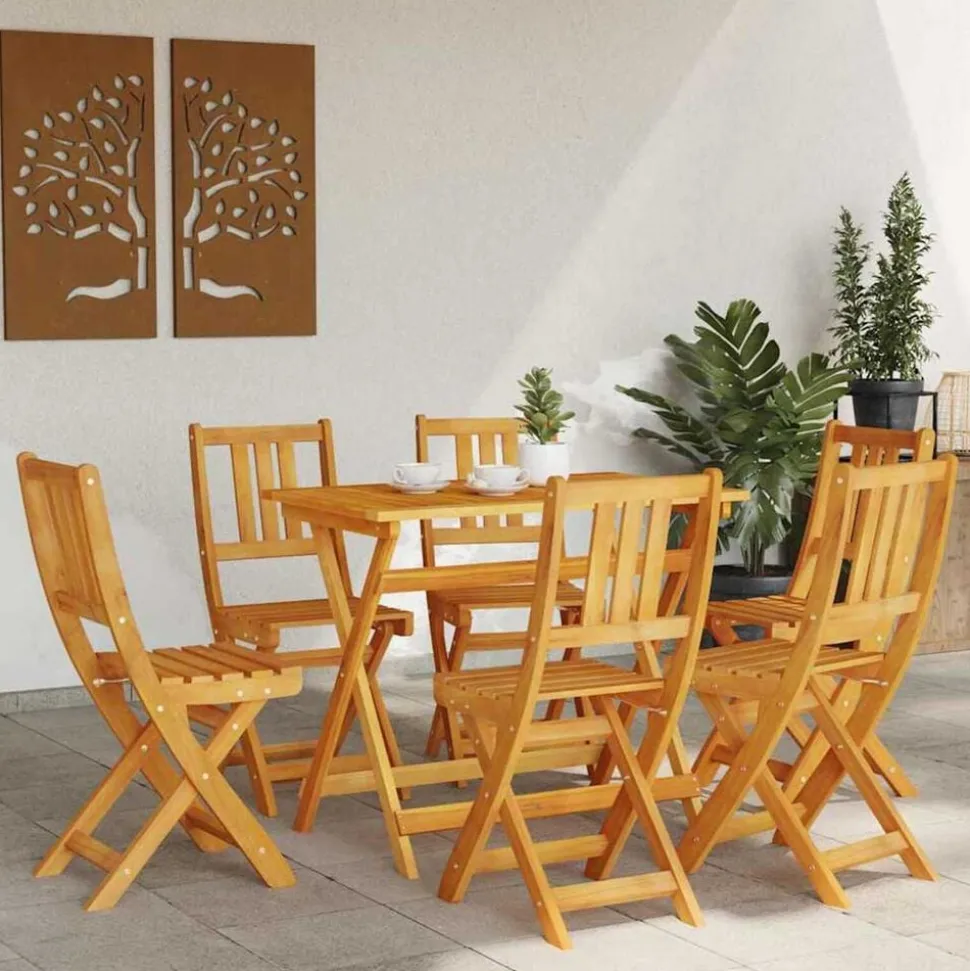 vidaXL Tuinstoel 6 pcs Olie naturel 40 x 42 x 85 cm Massief Acaciahout
