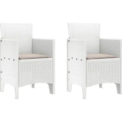 vidaXL Tuinstoel met kussen 2 pcs Wit 53 x 49 x 85 cm Polypropyleen