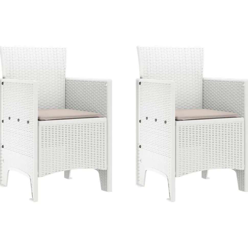 vidaXL Tuinstoel met kussen 2 pcs Wit 53 x 49 x 85 cm Polypropyleen