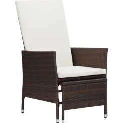 vidaXL Tuinstoel verstelbaar met kussens poly rattan bruin