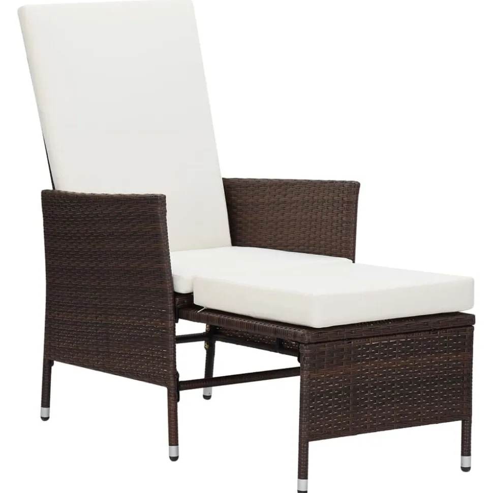 vidaXL Tuinstoel verstelbaar met kussens poly rattan bruin