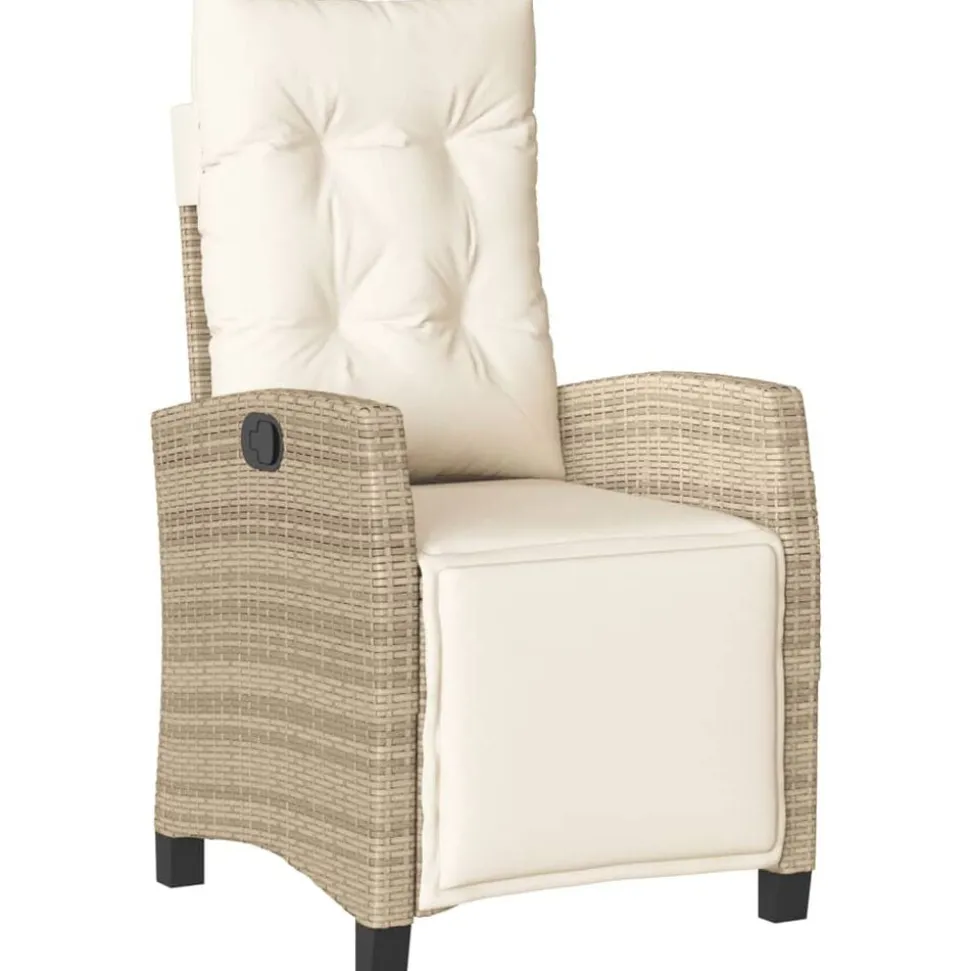 vidaXL Tuinstoel verstelbaar met voetensteun poly rattan beige