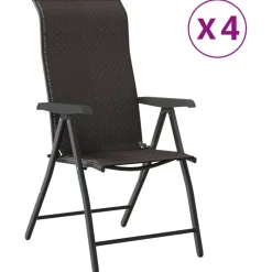 vidaXL Tuinstoelen 4 st inklapbaar poly rattan zwarte koffiekleur