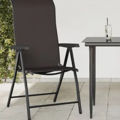 vidaXL Tuinstoelen 4 st inklapbaar poly rattan zwarte koffiekleur