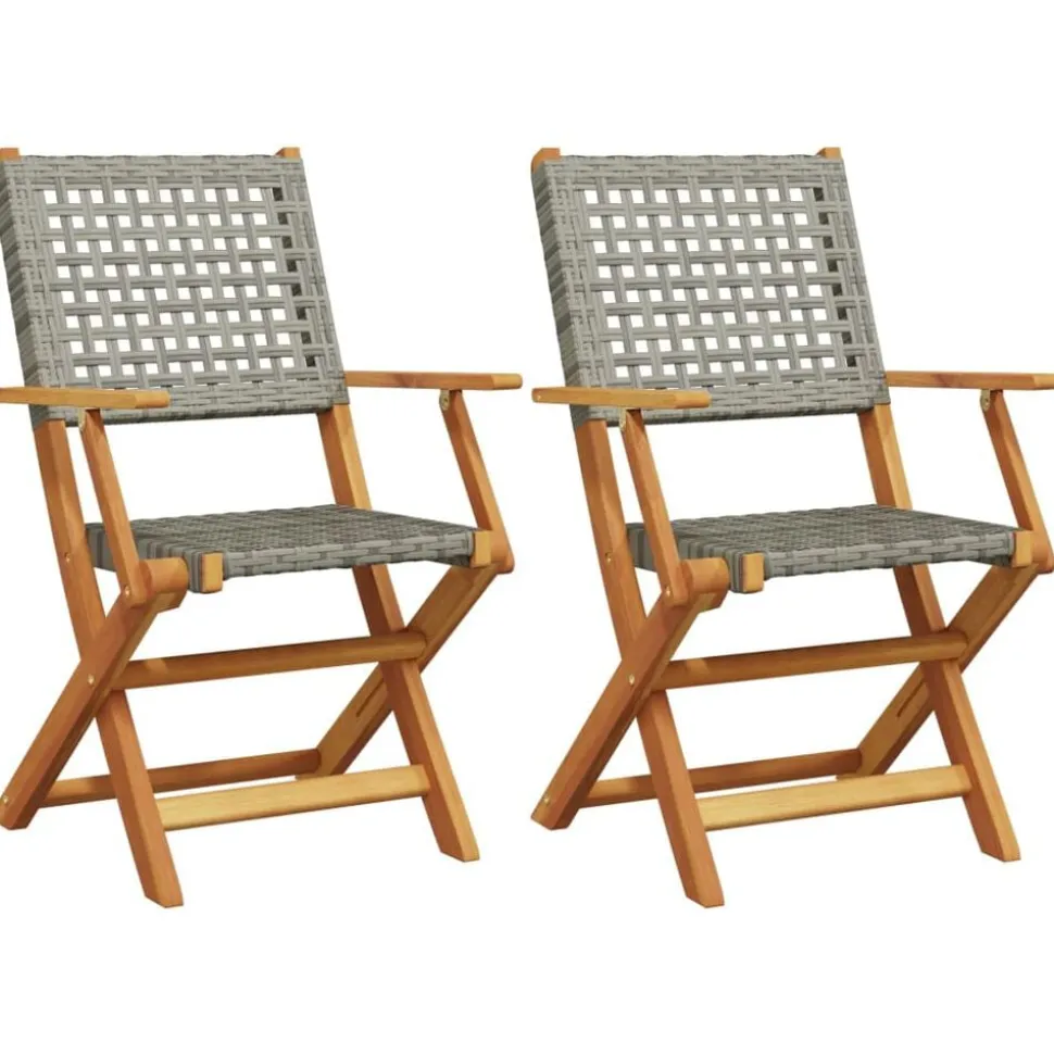 vidaXL Tuinstoelen 2 st massief acaciahout en poly rattan grijs