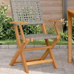 vidaXL Tuinstoelen 2 st massief acaciahout en poly rattan grijs