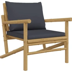 vidaXL Tuinstoelen 2 st met donkergrijze kussens bamboe