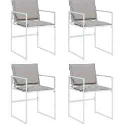 vidaXL Tuinstoelen 4 st met kussens staal en textileen wit