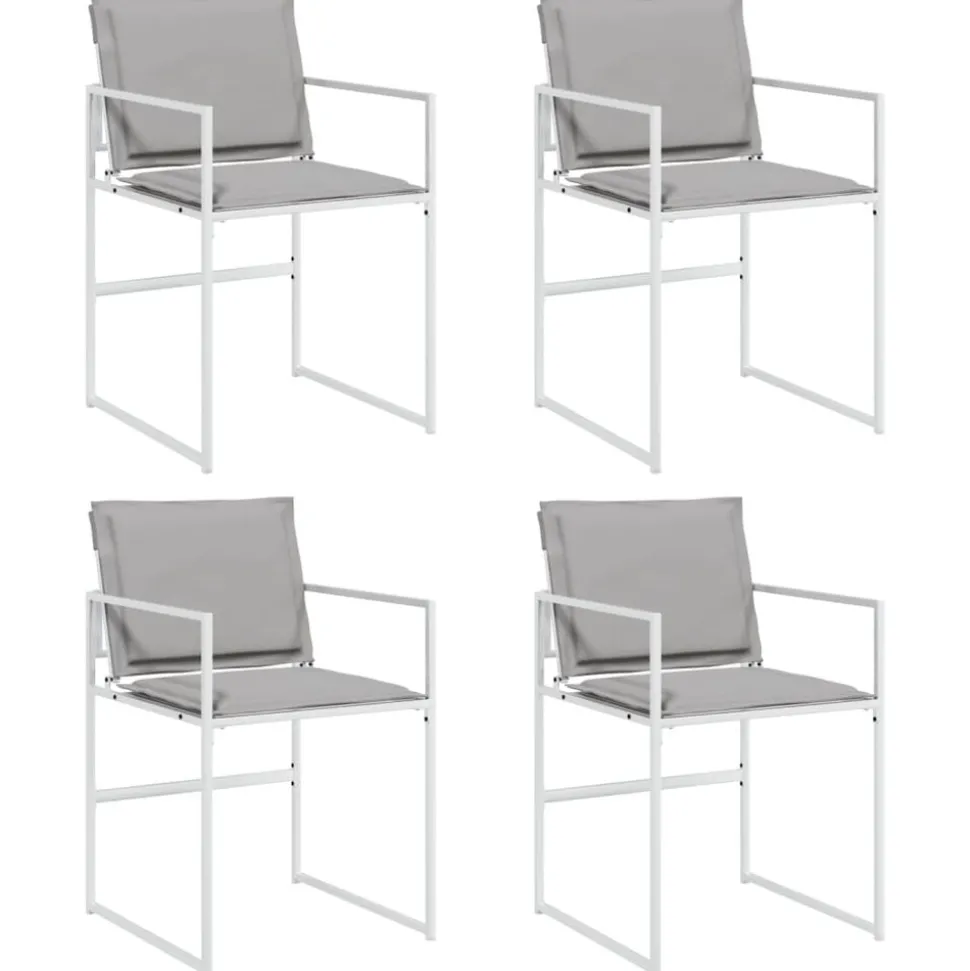 vidaXL Tuinstoelen 4 st met kussens staal en textileen wit