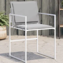 vidaXL Tuinstoelen 4 st met kussens staal en textileen wit