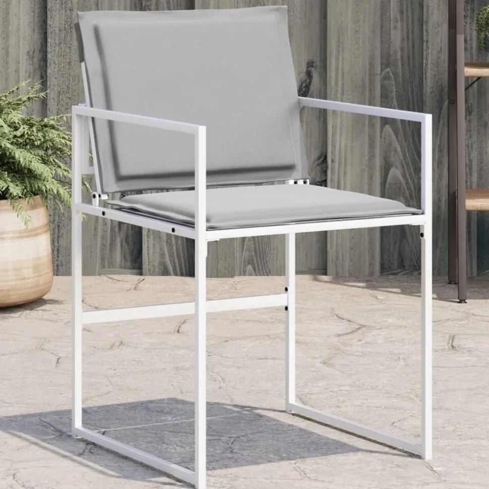 vidaXL Tuinstoelen 4 st met kussens staal en textileen wit