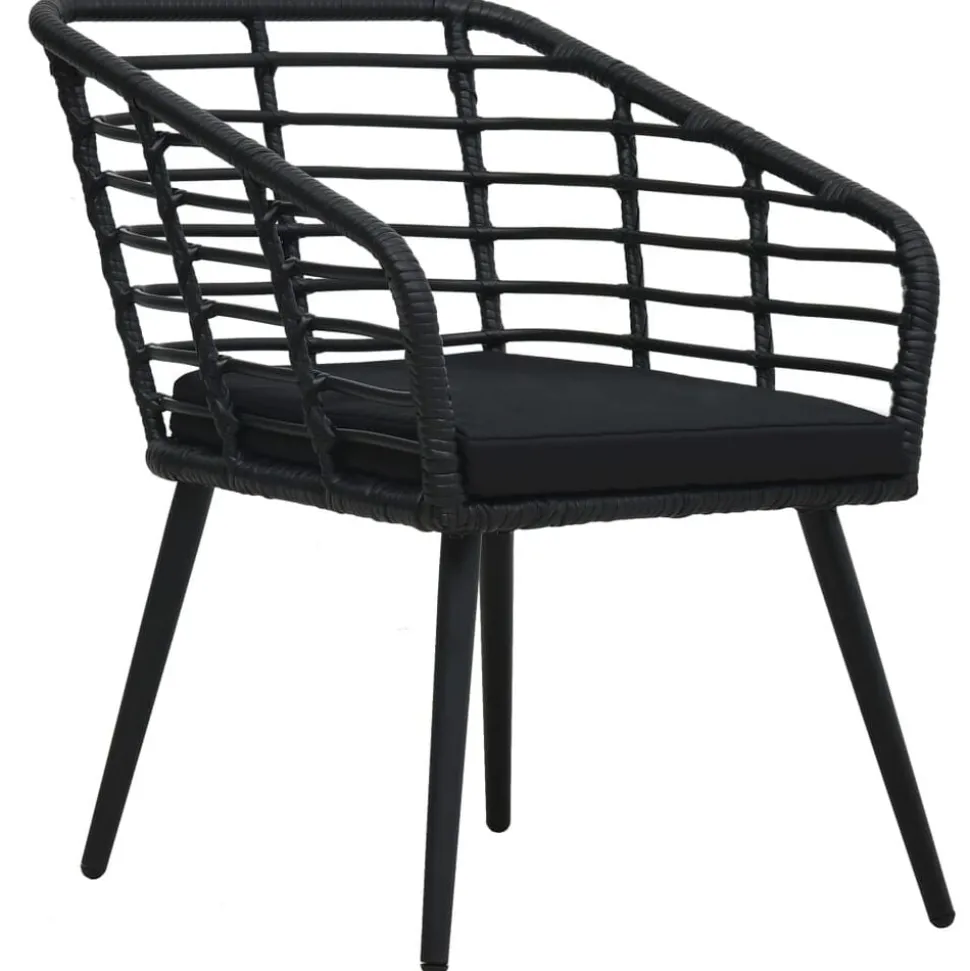 vidaXL Tuinstoelen 2 st met kussens poly rattan zwart