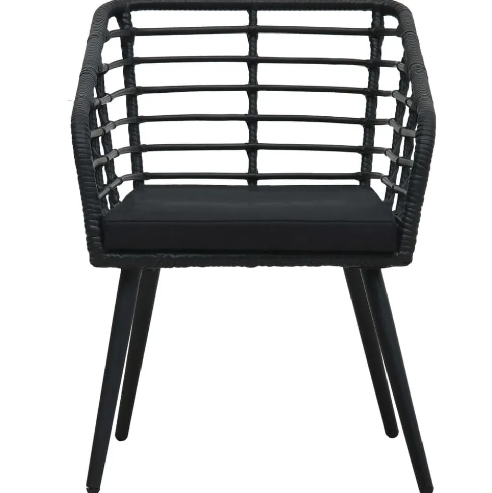 vidaXL Tuinstoelen 2 st met kussens poly rattan zwart