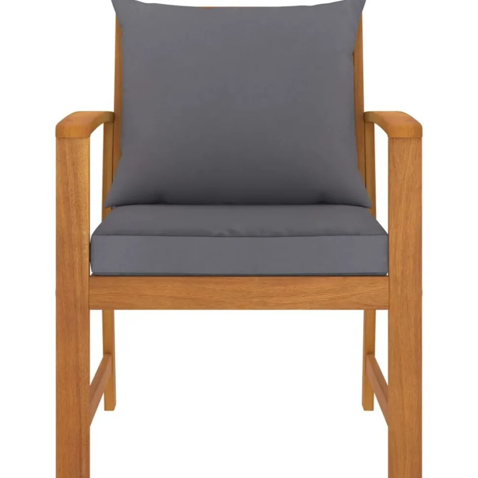 vidaXL Tuinstoelen 2 st met donkergrijs kussen massief acaciahout