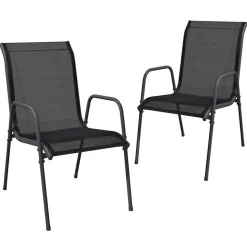vidaXL Tuinstoelen 2 st staal en textileen zwart