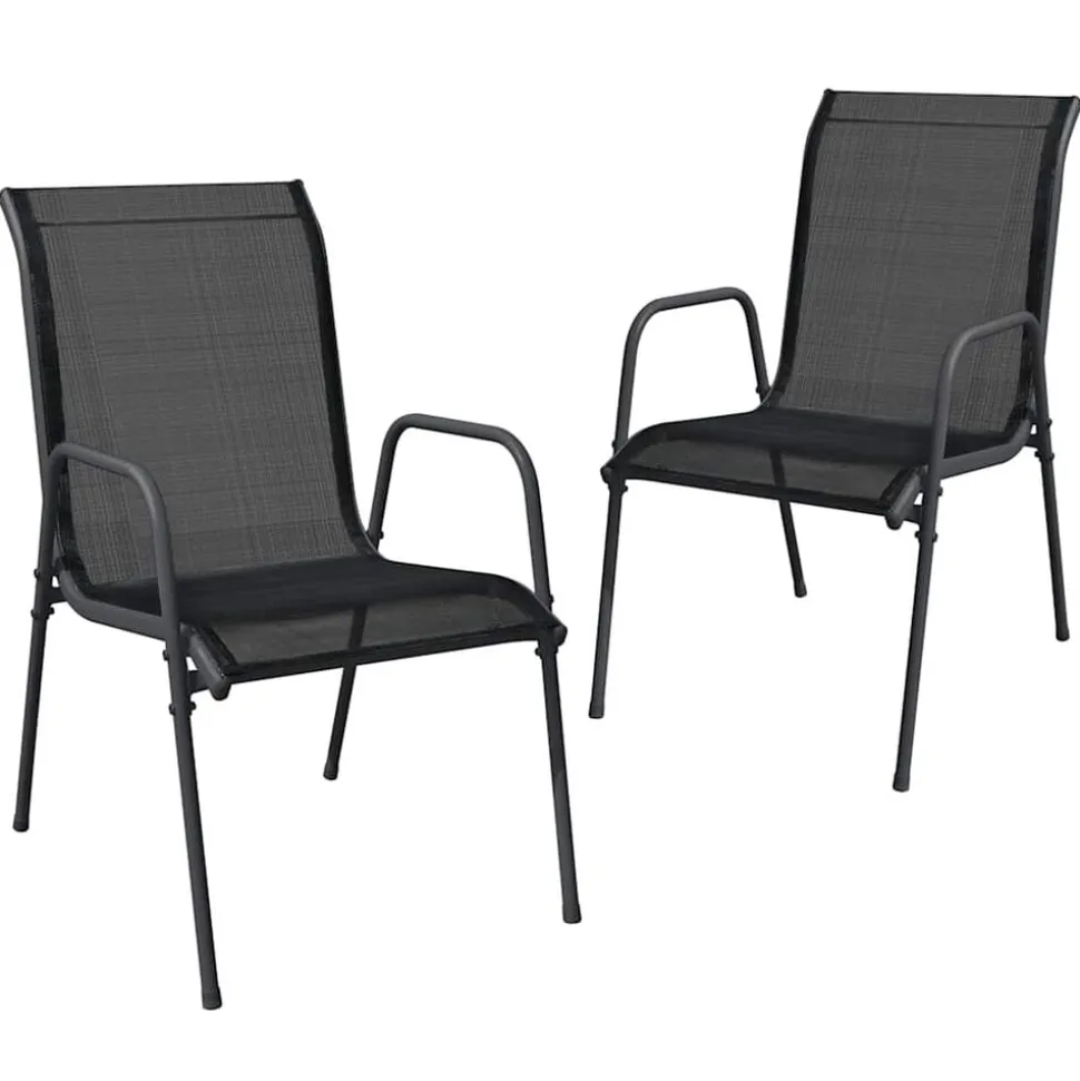 vidaXL Tuinstoelen 2 st staal en textileen zwart