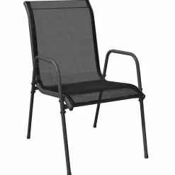 vidaXL Tuinstoelen 2 st staal en textileen zwart