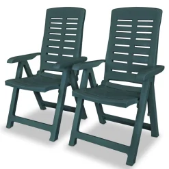 vidaXL Tuinstoelen 2 st verstelbaar kunststof groen