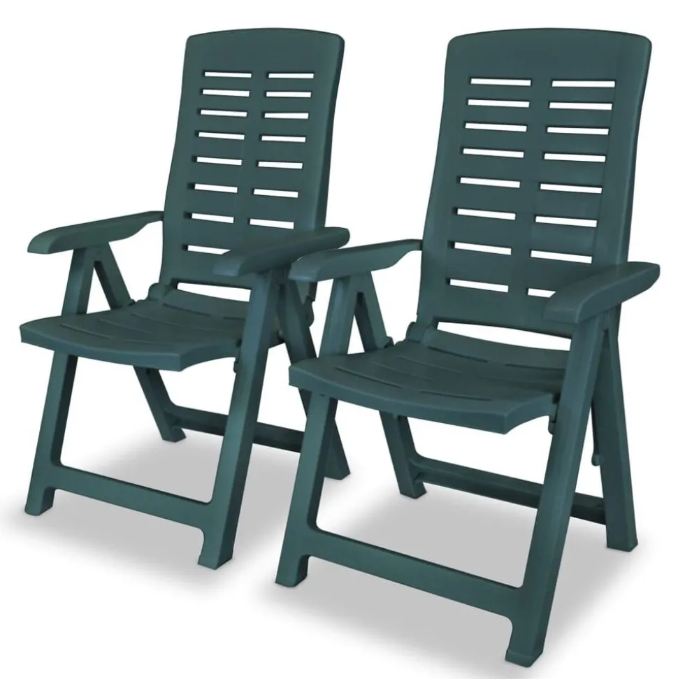 vidaXL Tuinstoelen 2 st verstelbaar kunststof groen