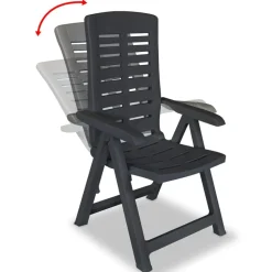 vidaXL Tuinstoelen 2 st verstelbaar kunststof antracietkleurig