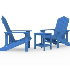 vidaXL Tuinstoelen Adirondack met tafel HDPE aquablauw