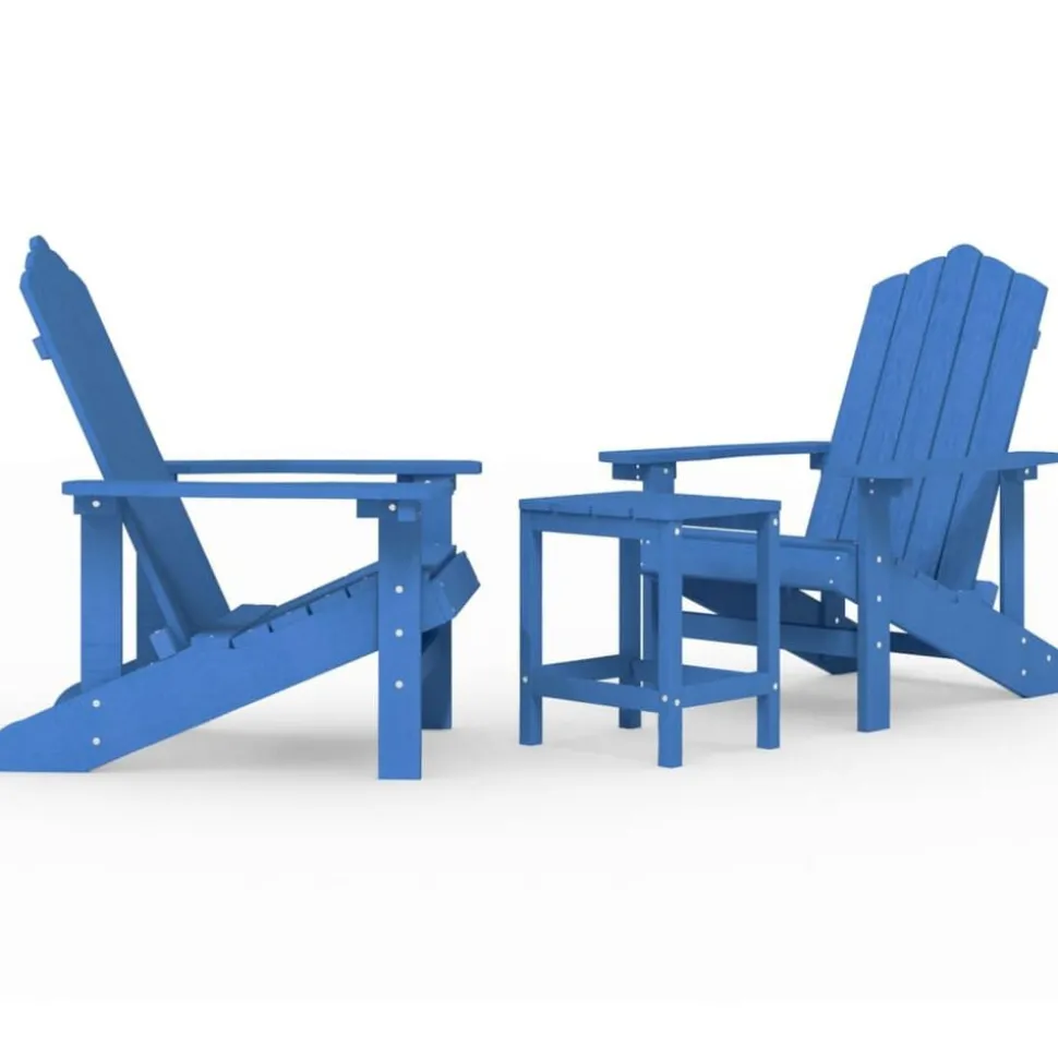 vidaXL Tuinstoelen Adirondack met tafel HDPE aquablauw