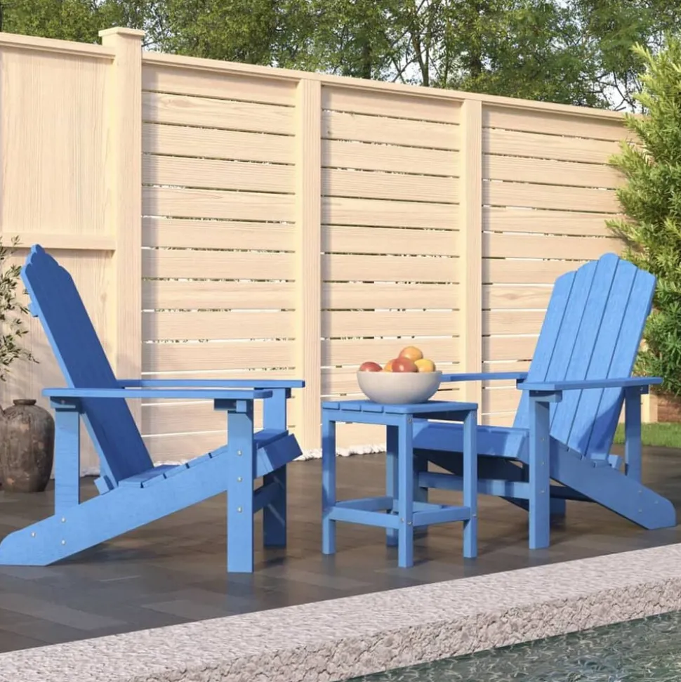 vidaXL Tuinstoelen Adirondack met tafel HDPE aquablauw