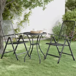 vidaXL Tuinstoelen inklapbaar 2 st metaalgaas antracietkleurig