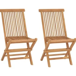 vidaXL Tuinstoelen inklapbaar 2 st massief teakhout