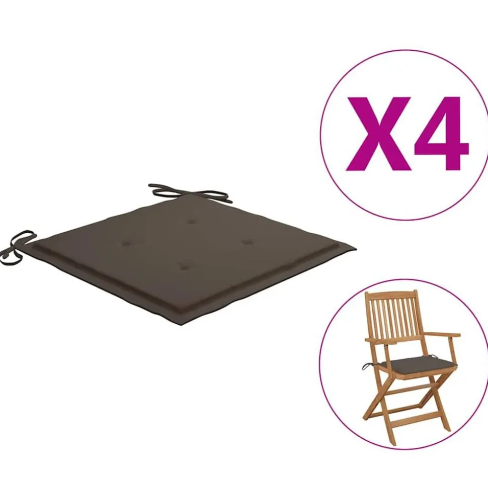vidaXL Tuinstoelkussens 4 st 40x40x4 cm oxford stof taupe